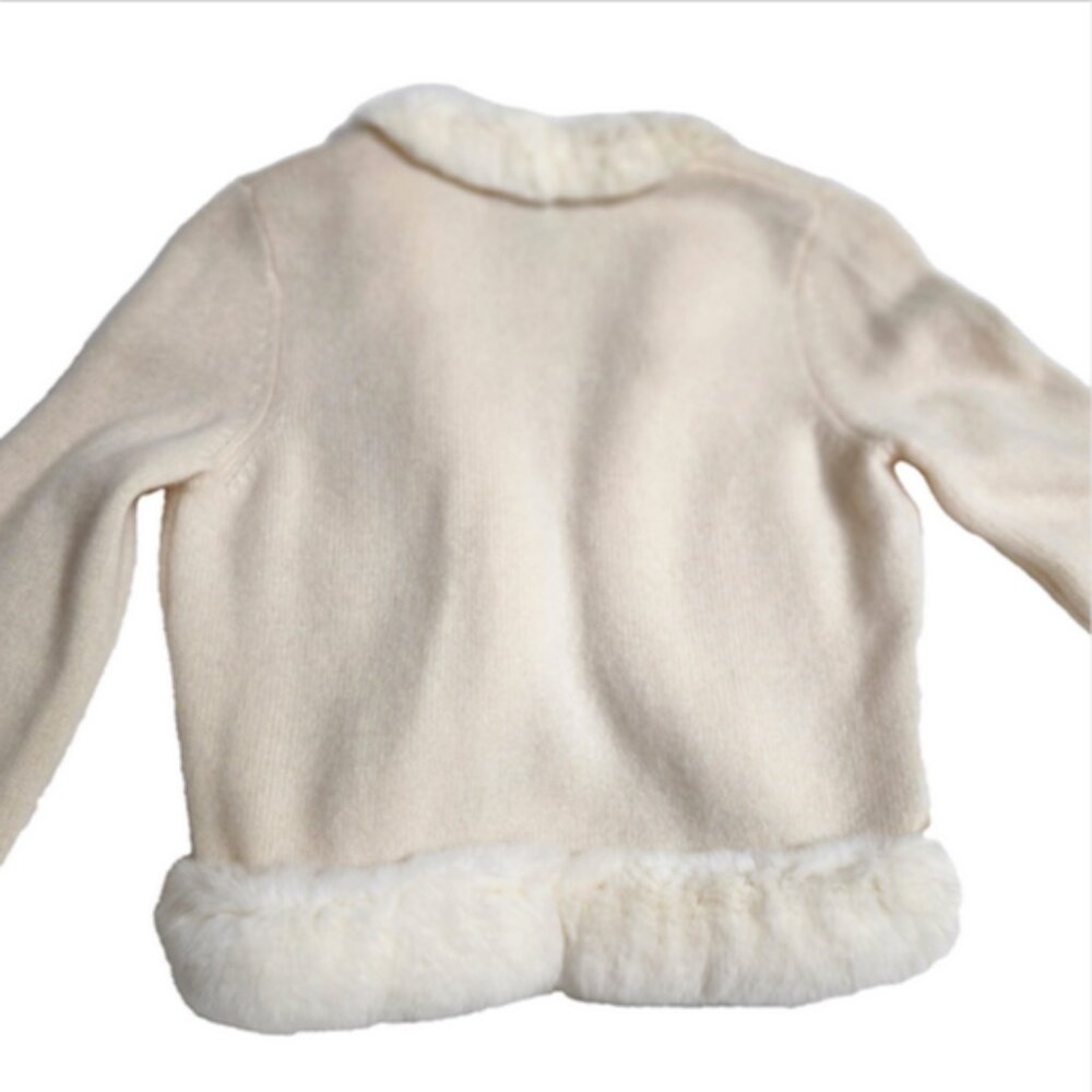 White+Warren 100% Cashmere Open Front Shrug w/Rabbit Trim Vintage RARE - Picture 8 of 11